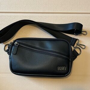 Rad Rev black crossbody sling bag pebble vegan leather